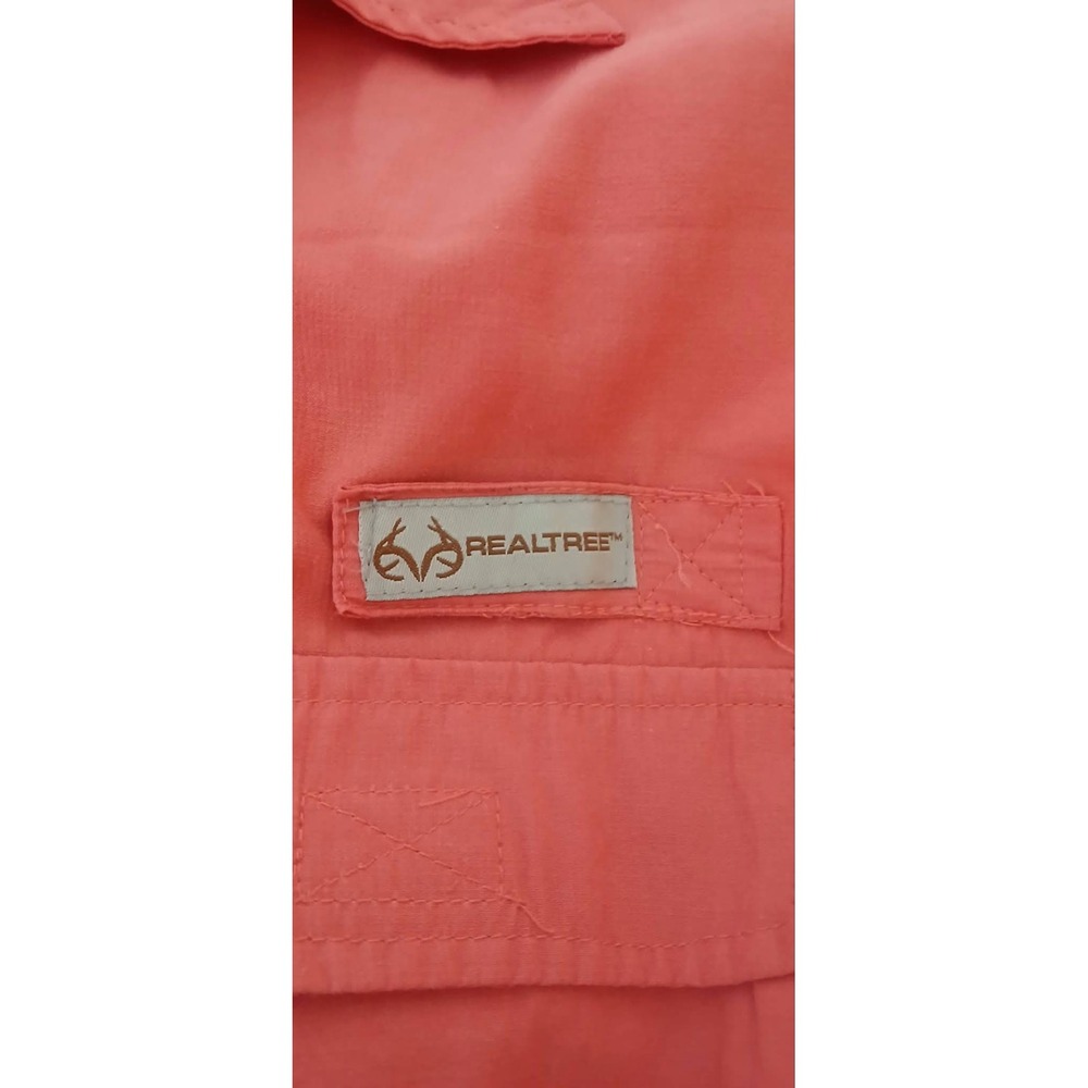 Realtree Mens Short Sleeve Fishing Shirt Coral Orange Mesh Vented Size M - Picture 5 of 5
